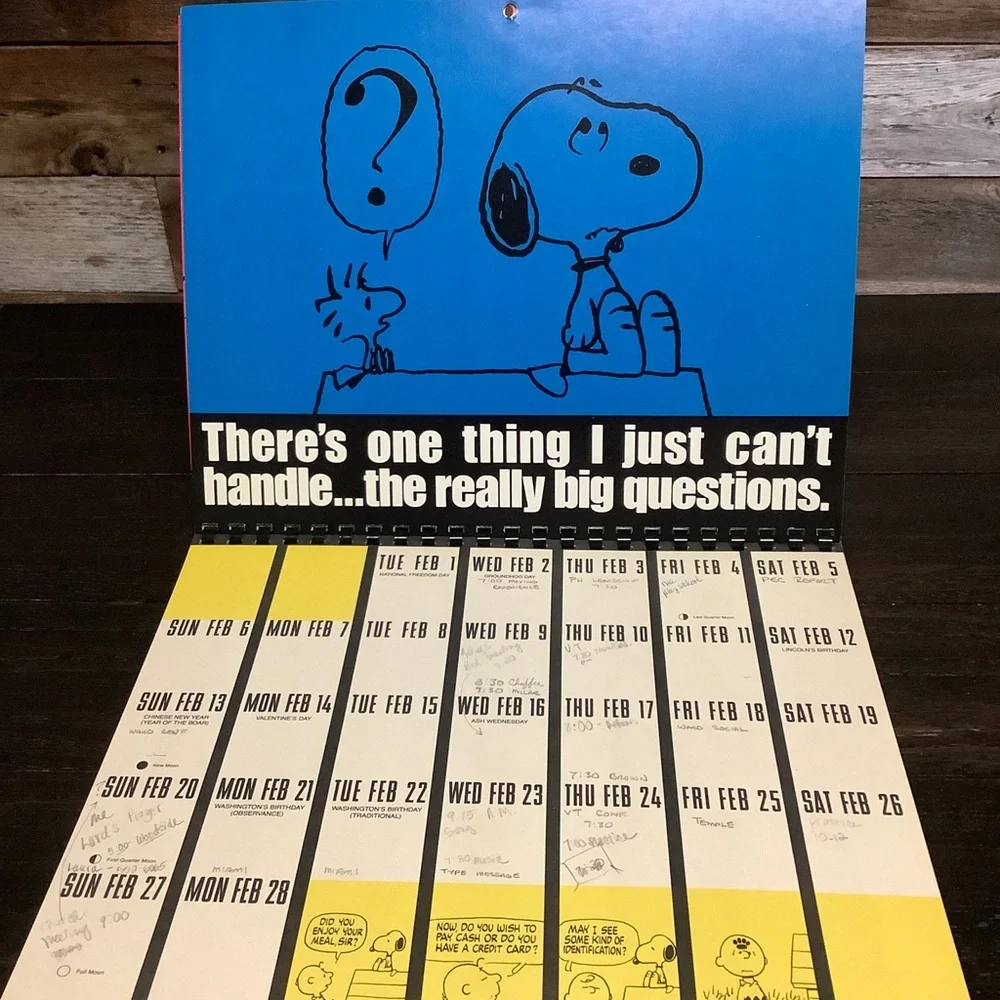 Vintage 1983 Snoopy & Friends Calendar Charles M. Schulz used, i show every page
